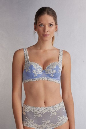 Sujetador Intimissimi Pretty Flowers Sofia Balconette Mujer Azules Blancas | HZGEU1354