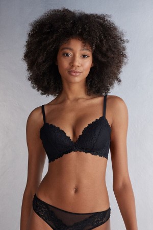 Sujetador Intimissimi Pretty Flowers Tiziana Triangle Mujer Negras | MAGJT8617