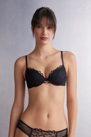 Sujetador Intimissimi Queen Of Hearts Bellissima Push-Up Mujer Negras | QJKXR5783