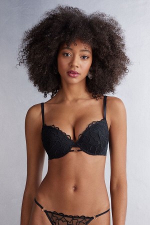 Sujetador Intimissimi Queen Of Hearts Simona Super Push-Up Mujer Negras | YSLNF6058