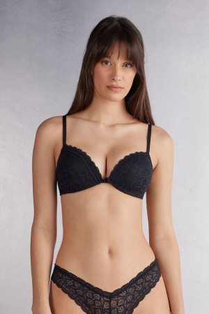 Sujetador Intimissimi Silvia Push-Up Lace Mujer Negras | YETUQ7654