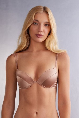 Sujetador Intimissimi Simona Super Push-Up Silk Mujer Rosas | QSHBV0764