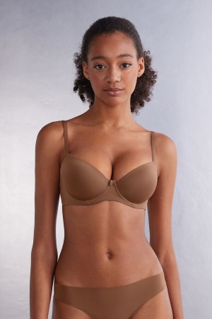 Sujetador Intimissimi Sofia Microfiber Padded Balconette Mujer Beige Oscuro | QBFMR1387