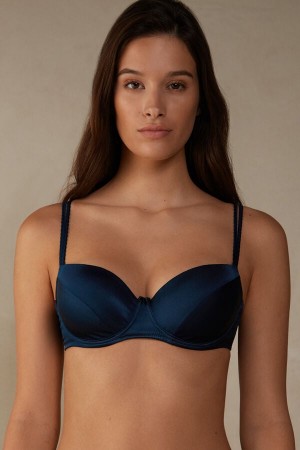 Sujetador Intimissimi Sofia Natural Lift Balconette Silk Mujer Azules | ACNQH8792