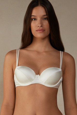 Sujetador Intimissimi Sofia Natural Lift Balconette Silk Mujer Blancas | TSMND7301