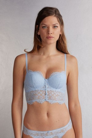 Sujetador Intimissimi The Most Romantic Season Sofia Bustier Balconette Mujer Azules | KQCTS9736