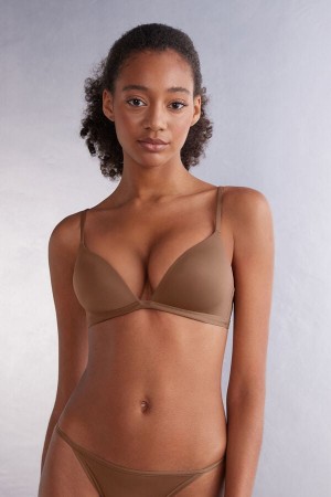 Sujetador Intimissimi Tiziana Microfiber Triangle Mujer Beige Oscuro | UCGYJ3425