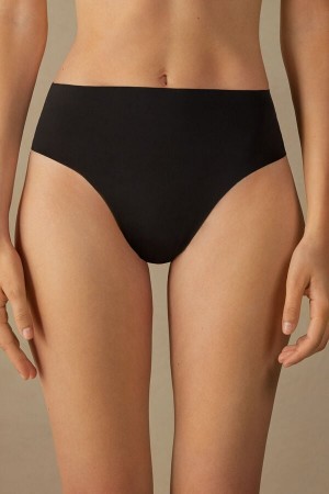 Tanga Intimissimi High Waist In Seamless Ultralight Microfiber Mujer Negras | EWTVM5896