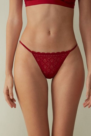 Tanga Intimissimi Lace String Mujer Rojas | ANVXD3972