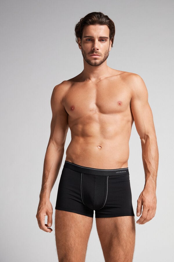 Boxer Intimissimi Superior Cotton With Exposed Elastic Hombre Negras Gris Oscuro | NEMPS9541