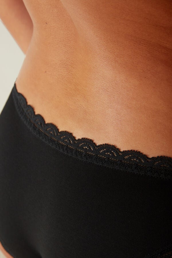 Bragas Intimissimi Cotton And Lace Mujer Negras | DLGRH6517