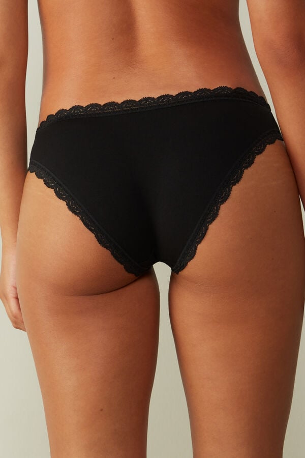 Bragas Intimissimi Cotton And Lace Mujer Negras | DLGRH6517