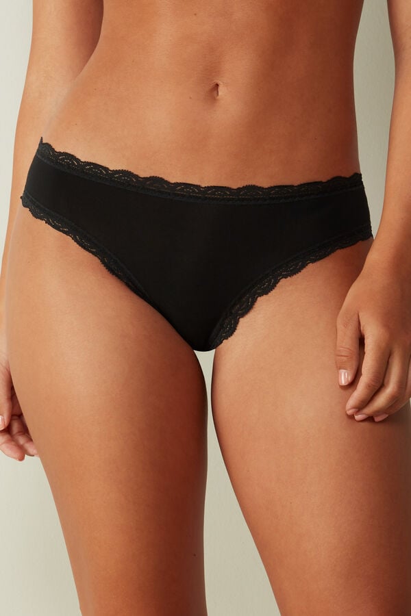 Bragas Intimissimi Cotton And Lace Mujer Negras | DLGRH6517