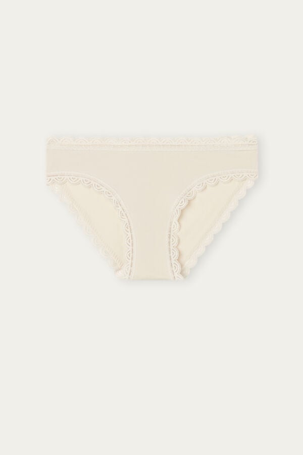 Bragas Intimissimi Cotton And Lace Mujer Creme Rosas | CXMWH9431