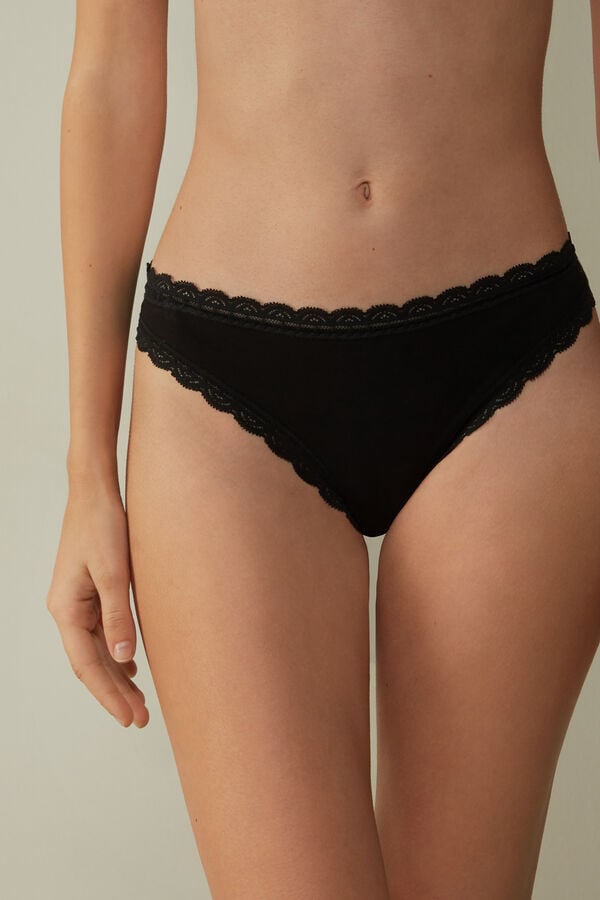 Bragas Intimissimi Cotton And Lacezilian Mujer Negras | USQMF0582