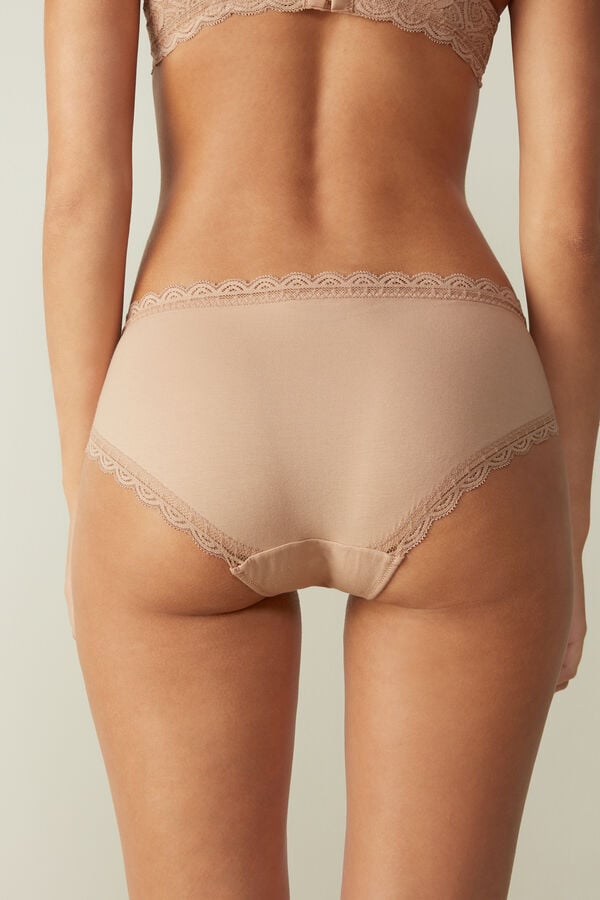 Bragas Intimissimi Lace And Cotton High Rise Mujer Naranjas Beige | KZNHQ5934