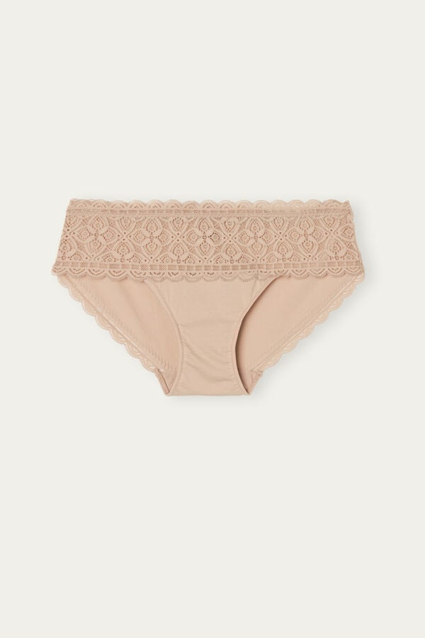 Bragas Intimissimi Lace And Cotton High Rise Mujer Naranjas Beige | KZNHQ5934