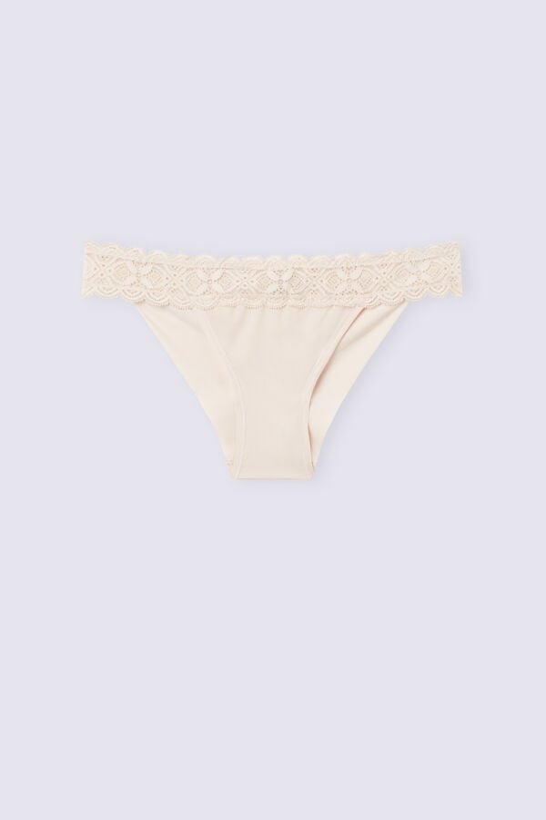 Bragas Intimissimi Lace And Microfiber Modifiedzilian Mujer Creme Rosas | MGXDS8347