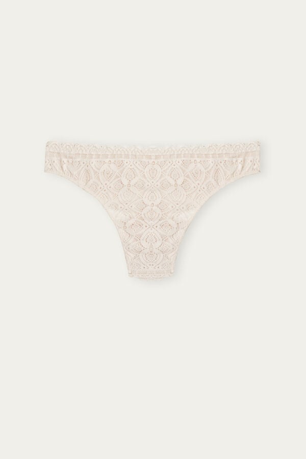 Bragas Intimissimi Lace And Microfiberzilian Mujer Creme Rosas | FUDIS8235