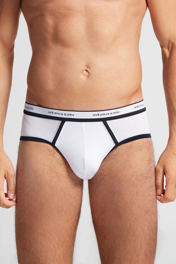 Bragas Intimissimi Natural Fresh Cotton Logo Hombre Blancas Azules | BICVZ9157