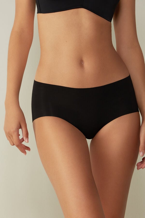 Bragas Intimissimi Seamless Cotton Hipster Mujer Negras | ORHLD5801