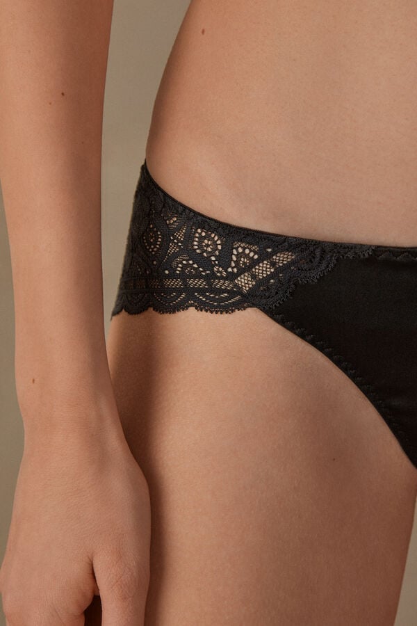 Bragas Intimissimi Silk And Lace Mujer Negras | NQJEL1674