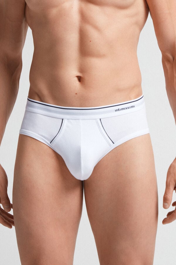 Bragas Intimissimi Superior Cotton Exposed Elastic Hombre Blancas Azules | CNQEI1043