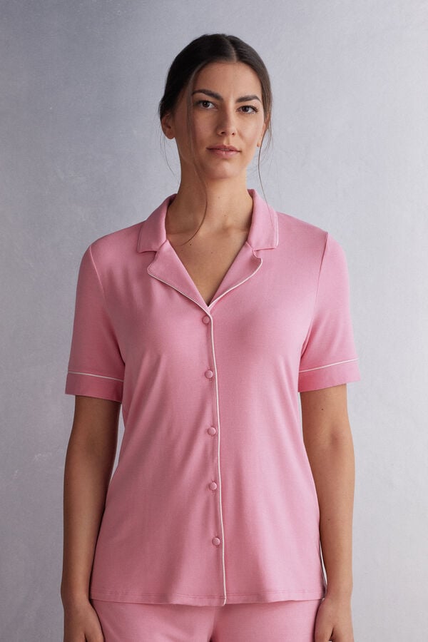 Camisa Intimissimi Button Up In Modal Mujer Rosas | RBKFQ1243