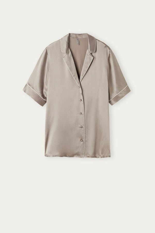 Camisa Intimissimi Silk With Contrast Trim Mujer Beige | WLKDH9032