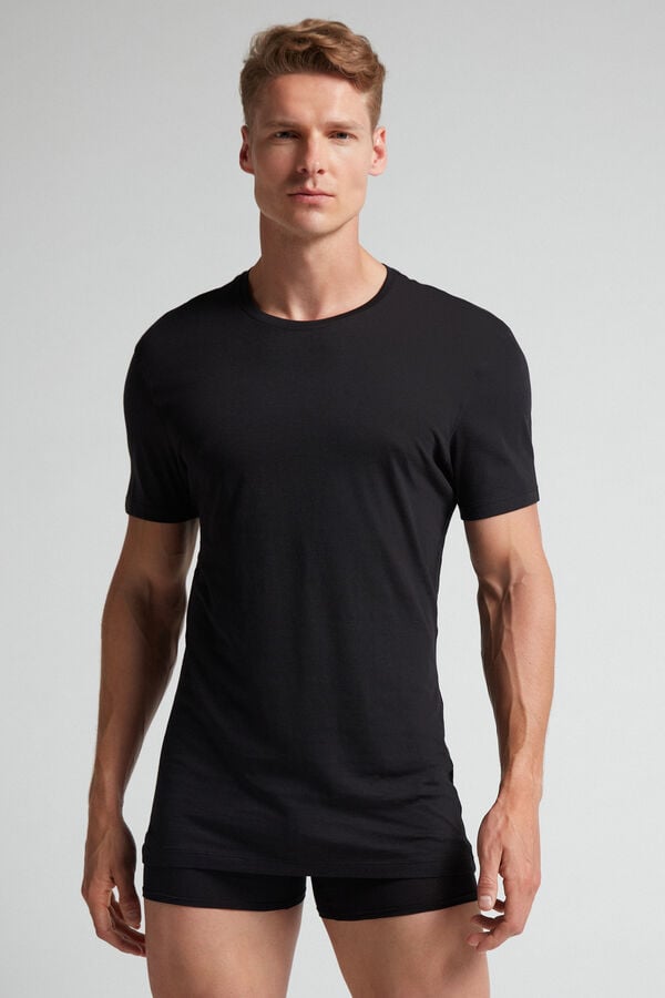 Camiseta Intimissimi Extrafine Superior Cotton Hombre Negras | ZBVKW2859