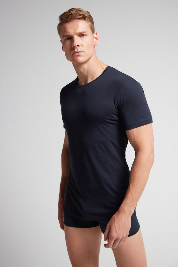 Camiseta Intimissimi Extrafine Superior Cotton Hombre Negras | BEKQC9713