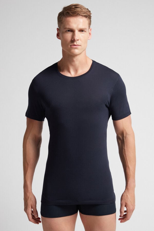 Camiseta Intimissimi Extrafine Superior Cotton Hombre Negras | BEKQC9713