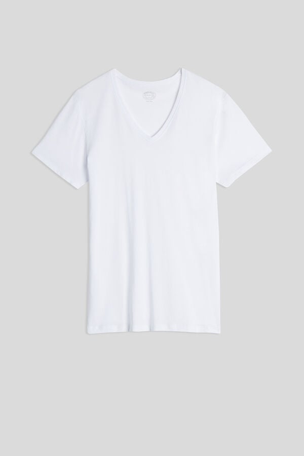 Camiseta Intimissimi Extrafine Superior Cotton V-Neck Hombre Blancas | TZUQX7689