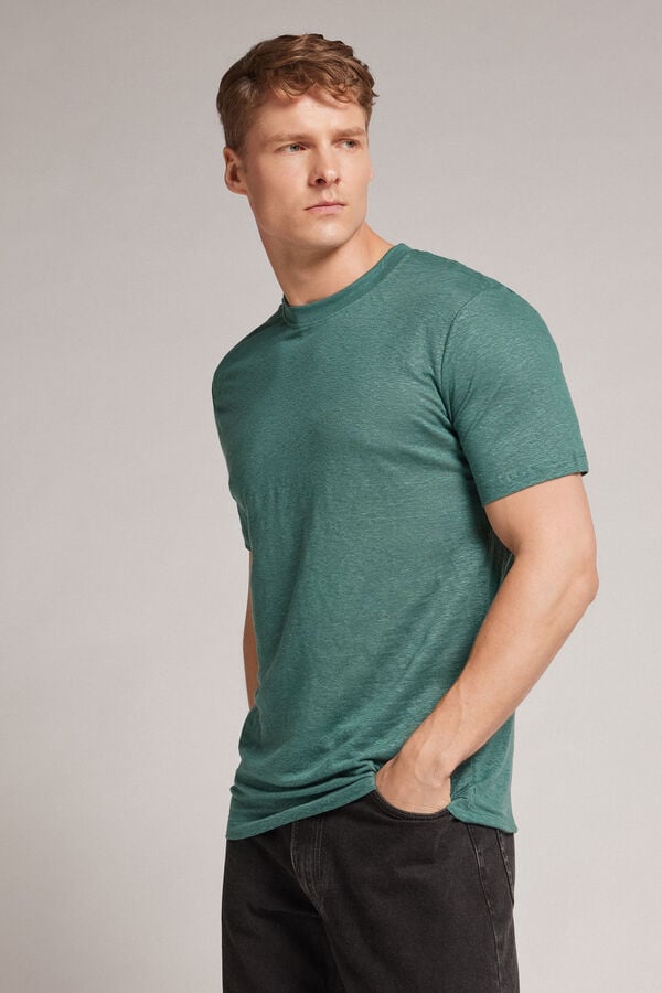 Camiseta Intimissimi Linen Hombre Verde | KABSD9675