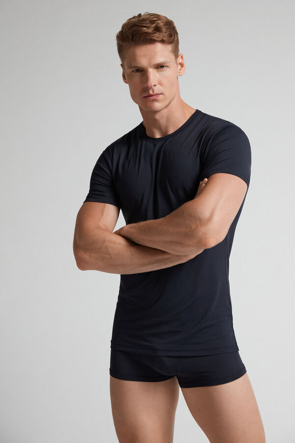 Camiseta Intimissimi Microfiber Hombre Negras | AMVWQ3714