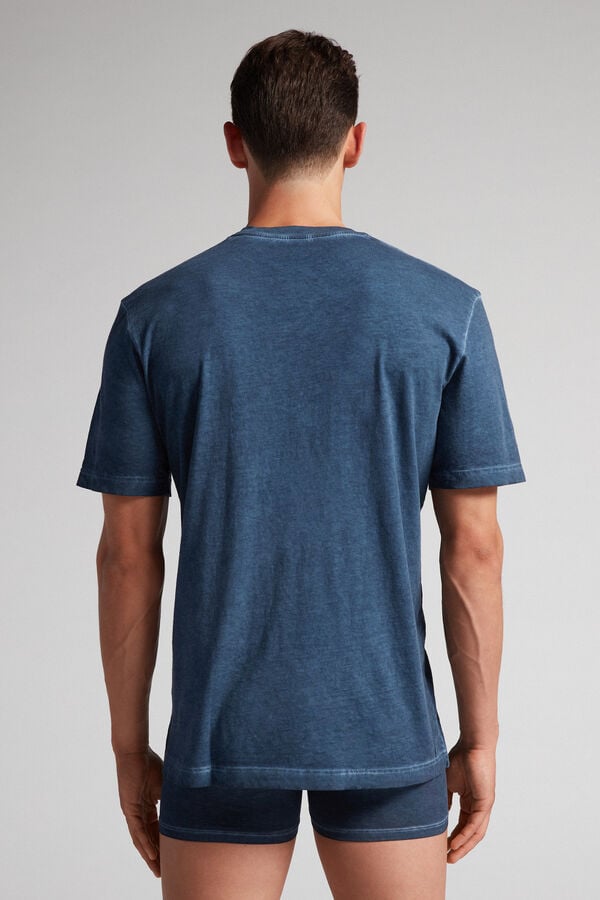 Camiseta Intimissimi Oil Washed Cotton Hombre Azul Marino | UDLGA4130