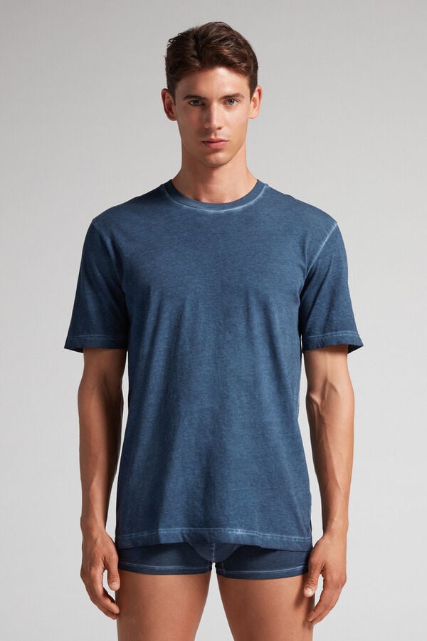 Camiseta Intimissimi Oil Washed Cotton Hombre Azul Marino | UDLGA4130