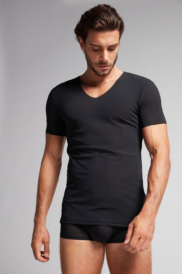 Camiseta Intimissimi Seamless Micromesh Hombre Negras | MASQU0473