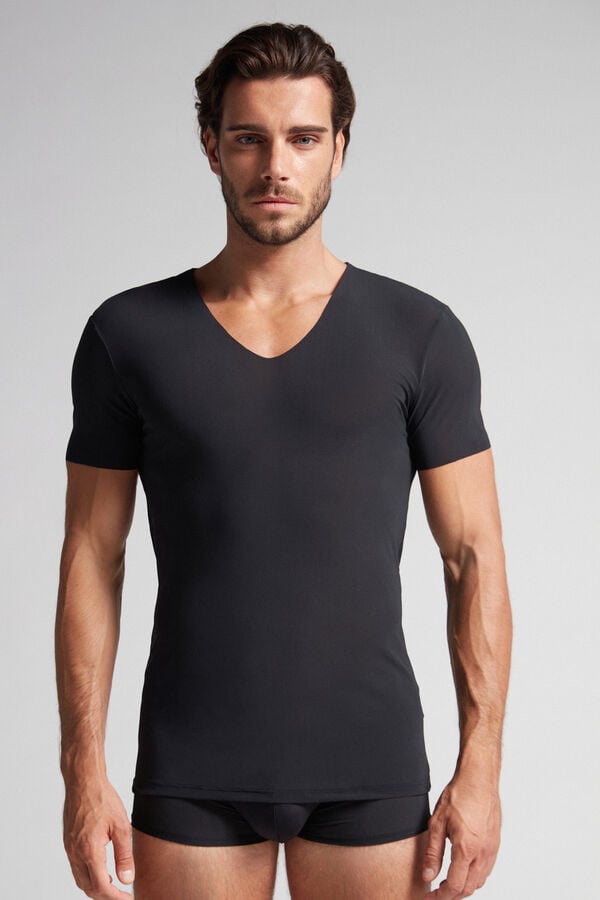 Camiseta Intimissimi Seamless Micromesh Hombre Negras | MASQU0473