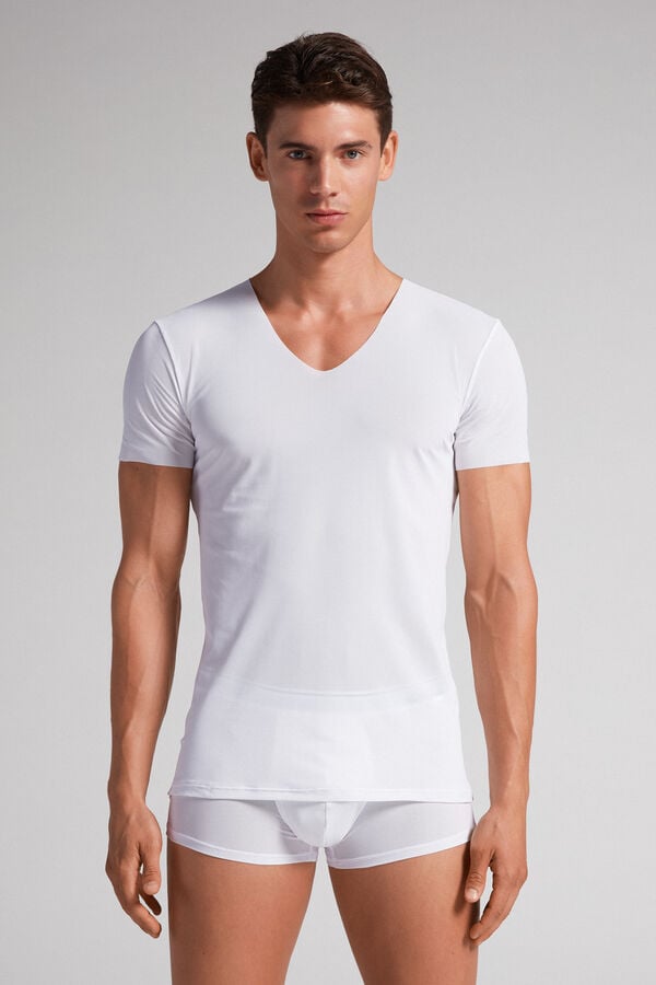 Camiseta Intimissimi Seamless Micromesh Hombre Blancas | OUBLY5329