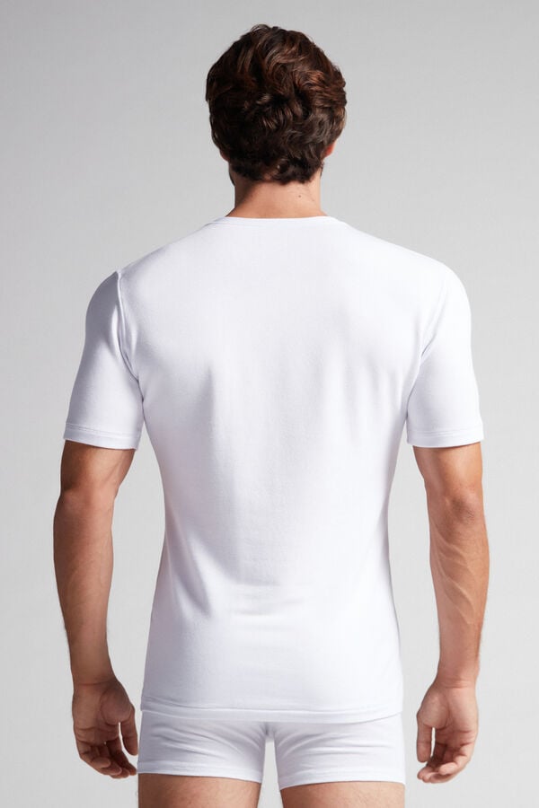 Camiseta Intimissimi Short-Sleeve Modal-Cashmere Hombre Blancas | QYMCB6105