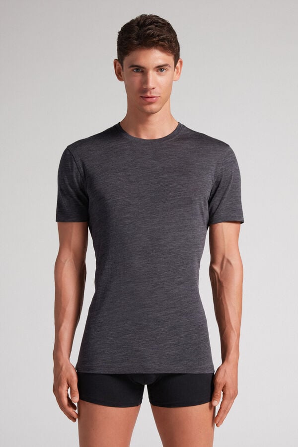 Camiseta Intimissimi Stretch Merino Wool Short-Sleeve Hombre Gris | GSNHR4583