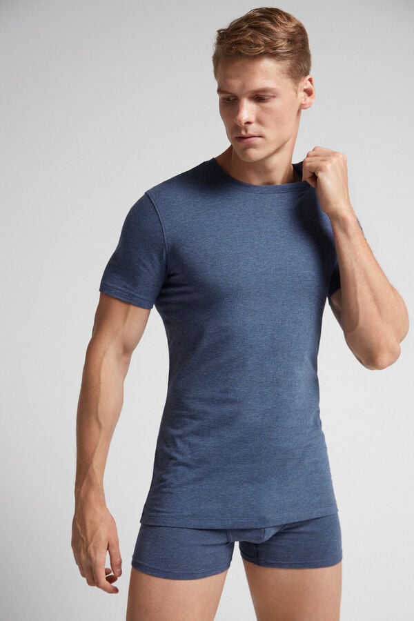 Camiseta Intimissimi Stretch Superior Cotton Hombre Azules | QHPVF7208