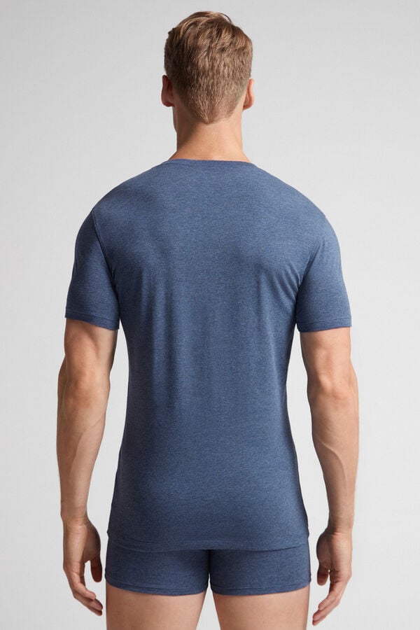 Camiseta Intimissimi Stretch Superior Cotton Hombre Azules | QHPVF7208