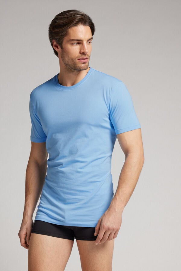 Camiseta Intimissimi Stretch Superior Cotton Hombre Azules Claro | PTJRQ9762