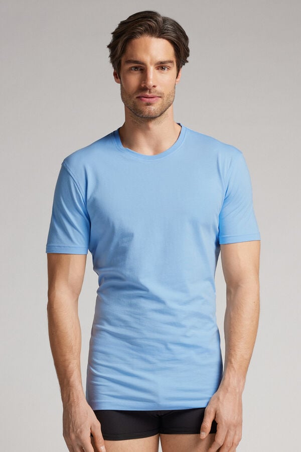 Camiseta Intimissimi Stretch Superior Cotton Hombre Azules Claro | PTJRQ9762