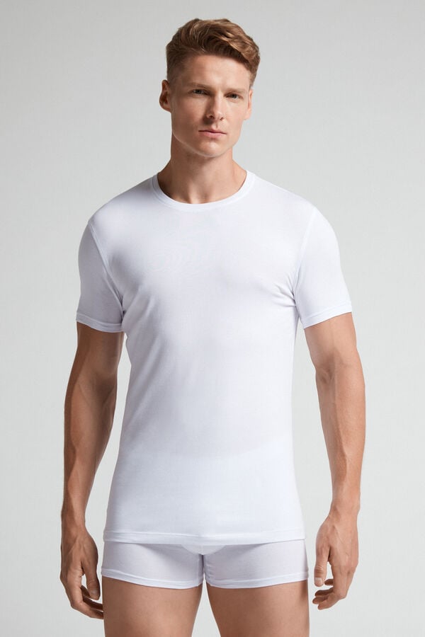 Camiseta Intimissimi Stretch Superior Cotton Hombre Blancas | JMZXV1269