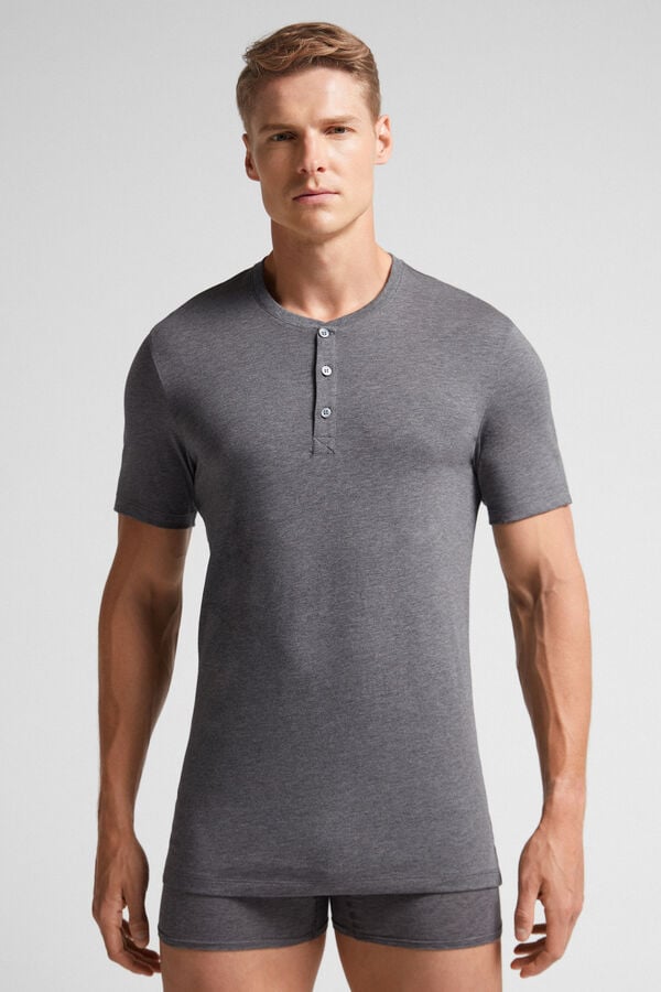 Camiseta Intimissimi Superior Cotton Henley Hombre Gris Oscuro | SMYQG4586