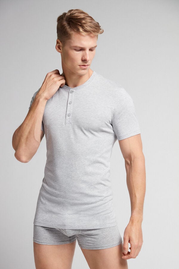 Camiseta Intimissimi Superior Cotton Henley Hombre Gris Claro | VAFDN4195