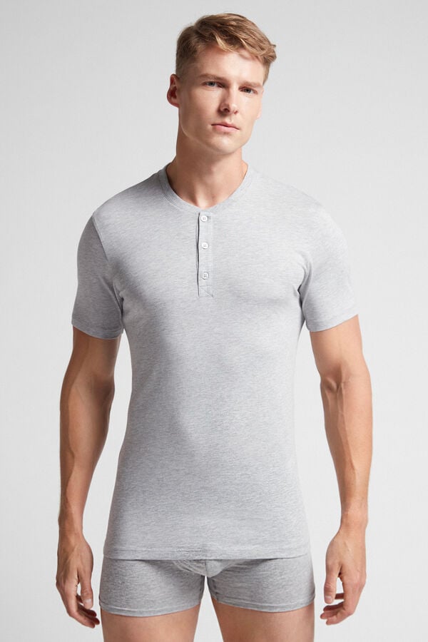 Camiseta Intimissimi Superior Cotton Henley Hombre Gris Claro | VAFDN4195